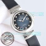 Swiss Copy Omega De Ville Ladymatic 34mm Leather Strap Gradient Blue Dial Watch 